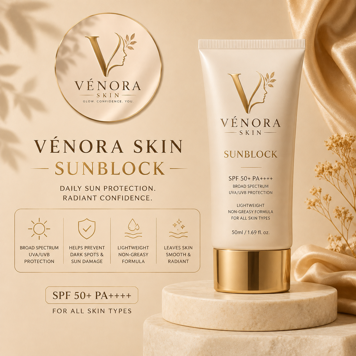 Vénora Skin Sunblock SPF 50+ PA++++